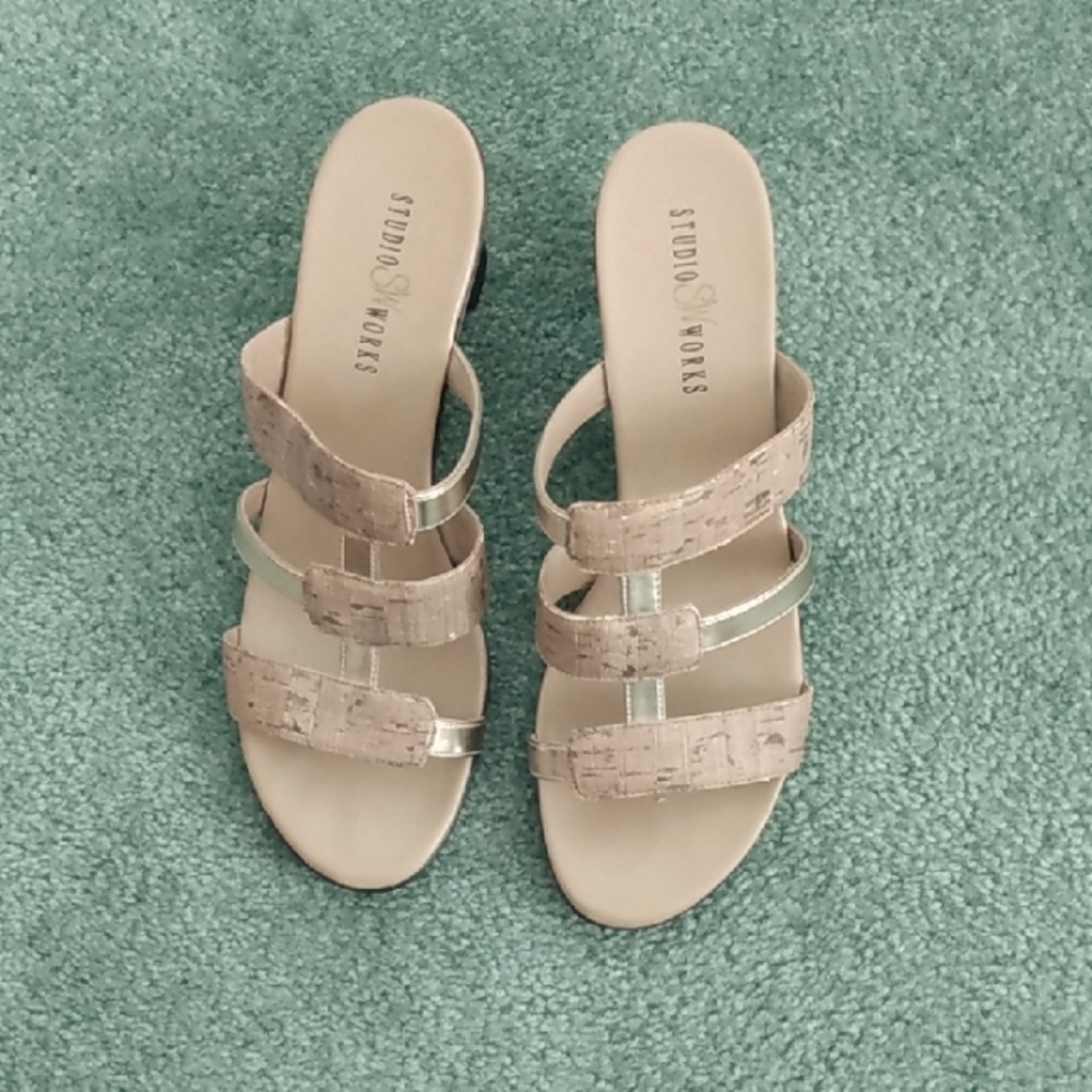 Studio Works Tan Strappy Sandals